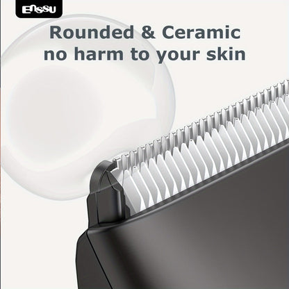 Ceramic-Blade Body Hair Trimmer with IPX7 Rating, LCD Display, Charging Stand and Black Housing