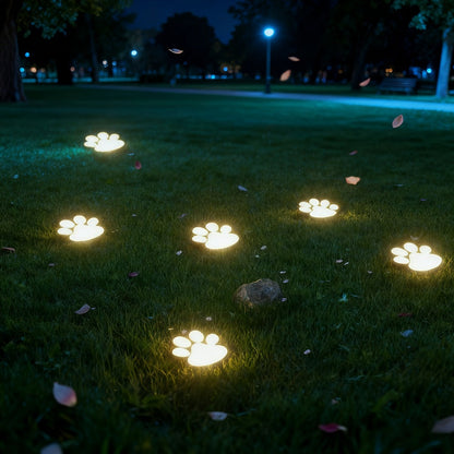 Solar Paw Print Garden Lights 2-Pack, LED Outdoor Path Lights IPX4, Lawn Terrace Yard Decor for Wedding Party Christmas Valentine