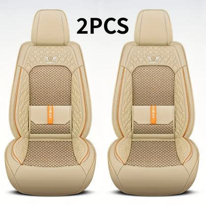 Car Seat Covers 3D Diamond-Embroidered Faux Leather with Two-Front or Five-Seat Set Options