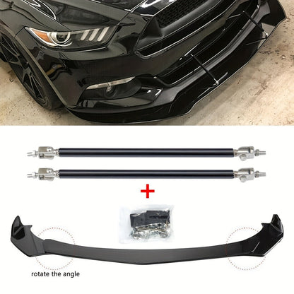 Front Bumper Lip Splitter Spoiler Kit with Strut Rods – Fits Ford Mustang 2000-2021, Dodge Challenger SRT Hellcat