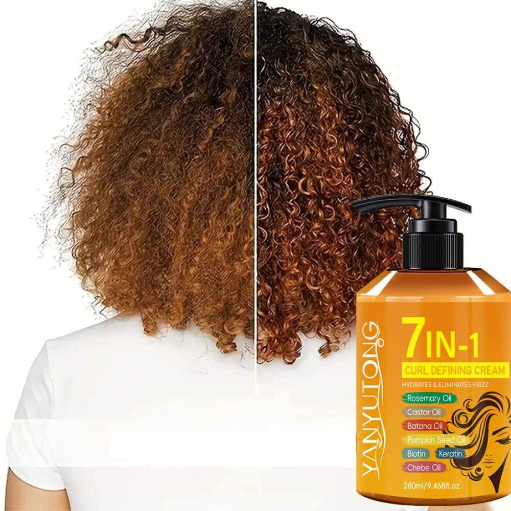 Argan Oil & Rosemary Curling Cream 280ml – 7-in-1 Moisturizing Long-Lasting Hold, Defines Waves & Curls, Naturally Fluffy Frizz-Free Finish