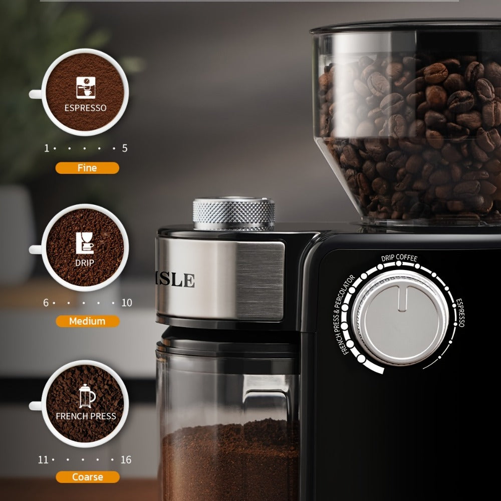 Burr Coffee Grinder Electric, 16 Grind Settings Adjustable Burr Mill Coffee Bean Grinder for 2-14 Cups