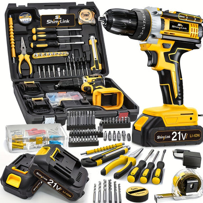 21V Cordless Drill Set Electric Drill Driver Kit with Lithium Battery Screwdriver Bits Hand for Entryways, Bedrooms and Living Spaces