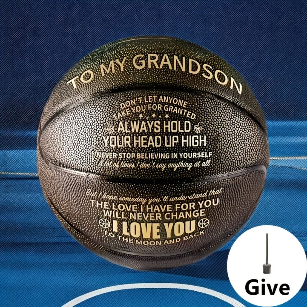 Personalized Basketball Gift for Son & Grandson Standard Size with Pump To My Son To My Grandson Heartfelt Message Sports Birthday Christmas
