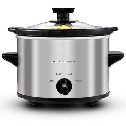 Mini Slow Cooker 1.5QT & 2.0QT with Adjustable Temperature Ceramic Crock & Glass Lid, Small Slow Cooker for Sauces Dips Soups Stews