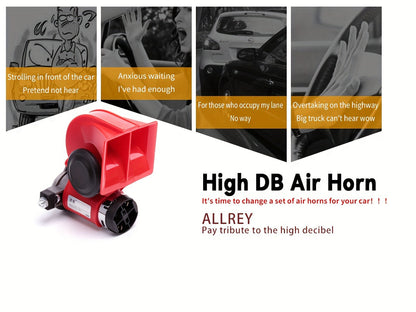 Snail Air Horn Kit Super Loud 12V 24V for Truck Car Motorcycle with Copper Compressor Relay Harness & Button Universal Fit