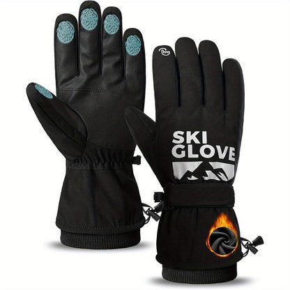 Black Full-Finger Winter Gloves with Touch-Panel Fingertips and Complete S, M, L and XL Size Options