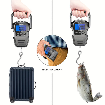 Digital Fishing Scale 50kg 110lb Portable Handheld Fish Scale with LCD Backlight & Built-in Measuring Tape