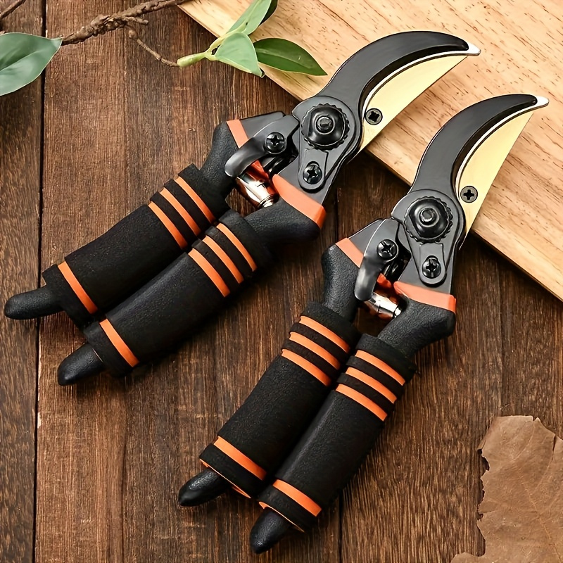 Titanium Pruning Shears 8.5 Inch T13 – Ultra-Sharp Bypass Garden Scissors, Ergonomic Black & Orange Handle