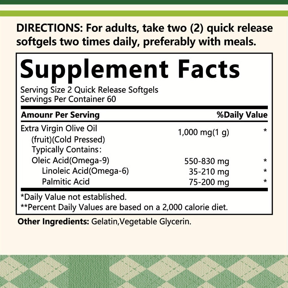 Extra Virgin Olive Oil Capsules 120 Softgels with Omega-9 Omega-6 & Palmitic Acid for Bath Time, Home Spa and Personal Care