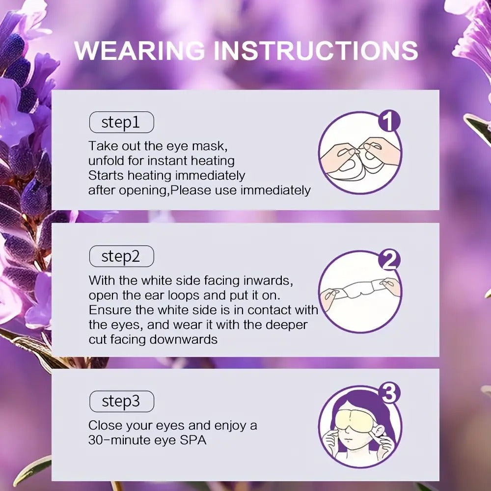 Self-Heating Steam Eye Mask Lavender Warm Compress for Dry Eyes Fatigue & Strain Relief – Moisturizing Aromatherapy Sleep & Travel Eye Patch