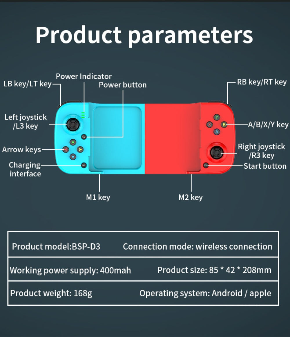 Expandable Mobile Game Controller D3 Joystick with M2 Aim-Assist, Plug & Play for Android iOS HarmonyOS