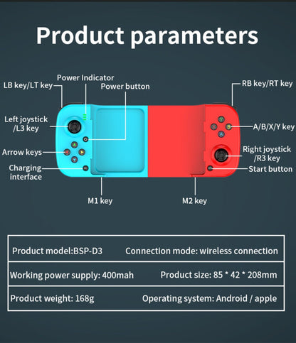 Expandable Mobile Game Controller D3 Joystick with M2 Aim-Assist, Plug & Play for Android iOS HarmonyOS