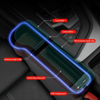 Black Lighted Seat-Gap Car Organizer with Phone Slot, USB Ports and Driver, Passenger or Pair Options