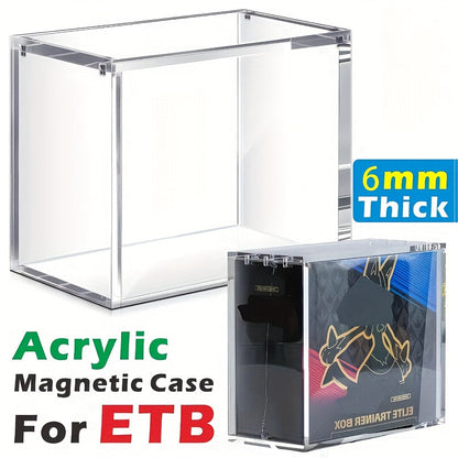 Acrylic Display Box for Pokemon ETB & Trading Cards – 6mm Stackable Magnetic Dustproof Case for Elite Trainer Box