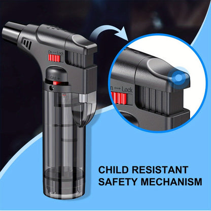 Butane Torch Lighter 6pcs Big Jet Flame Refillable & Adjustable Mini Blow Torch - Gift Box Set for Camping