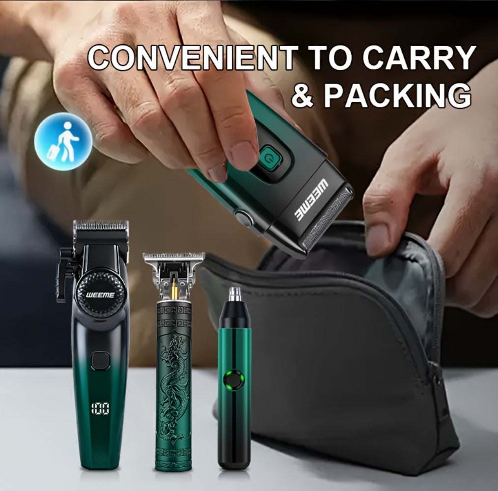 Men's Electric Grooming Kit 4-in-1 – Hair Clipper, Beard Trimmer, Electric Shaver & Nose Hair Trimmer Set, Gradient Design