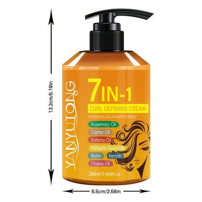 Curling Cream 7-in-1 for Black Hair Curly Wavy & Braids with Rosemary Castor Batana Coconut Oil Biotin Keratin