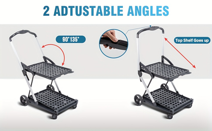 Two Tier Cart with 2 Storage Crates 360° Swivel Wheels, for Garden, Patio and Yard Use, with the Listed Configuration