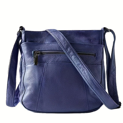 Genuine Leather Messenger Bag for Men Women Anti-Theft Zipper Multi-Pocket Shoulder Crossbody Bag Laptop Organizer Spacious Handbag Purse