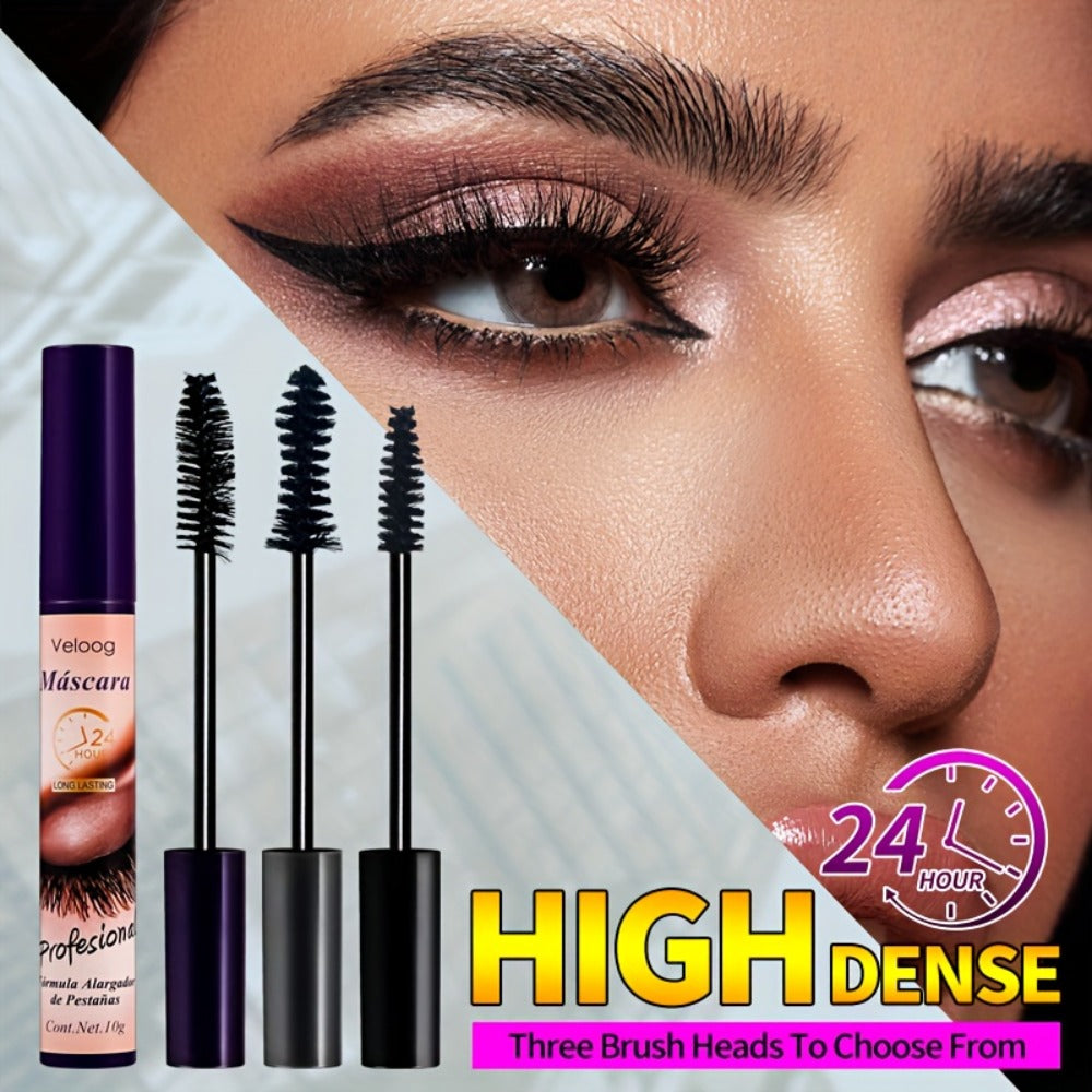 Waterproof Mascara Set 3 Piece, Lengthening Volumizing Curling Lash Mascara with Sea Urchin Spiral Conical Brush Heads
