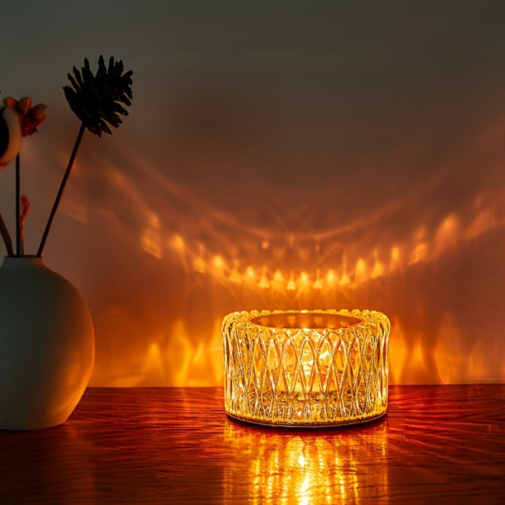 RGB LED Desk Lamp 16 Color Crystal Effect - Portable Battery Powered Night Light with Remote & Touch Control