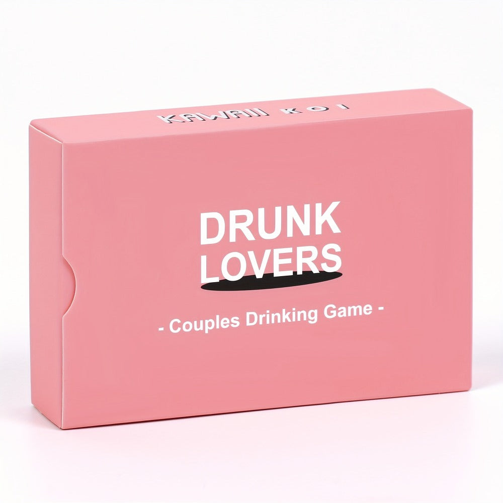 Drunk Lovers Couples Card Game with 54 Prompt Cards Split into 26 Pink and 28 Gray Cards, with Compact Pink Box