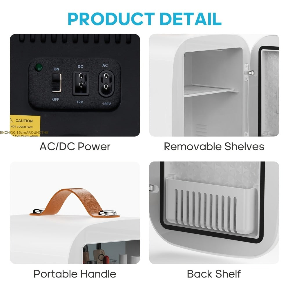 Mini Car Refrigerator, 4 Liter Compact Cooler & Warmer with 120V AC & 12V DC, Portable Mini Fridge for Car