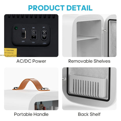 Mini Car Refrigerator, 4 Liter Compact Cooler & Warmer with 120V AC & 12V DC, Portable Mini Fridge for Car