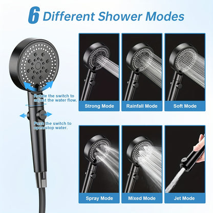 Portable Pet Shower Head with Temperature Display – 6000mAh Rechargeable Battery, 6 Spray Modes & 120-Min Runtime | Cordless Dog Bathing