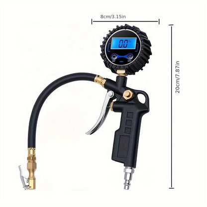 Digital Tire Pressure Gauge 200 PSI – LCD Backlit Display, 4-Unit Readings & 3 Connectors | Portable Inflator Gauge for Car, Truck