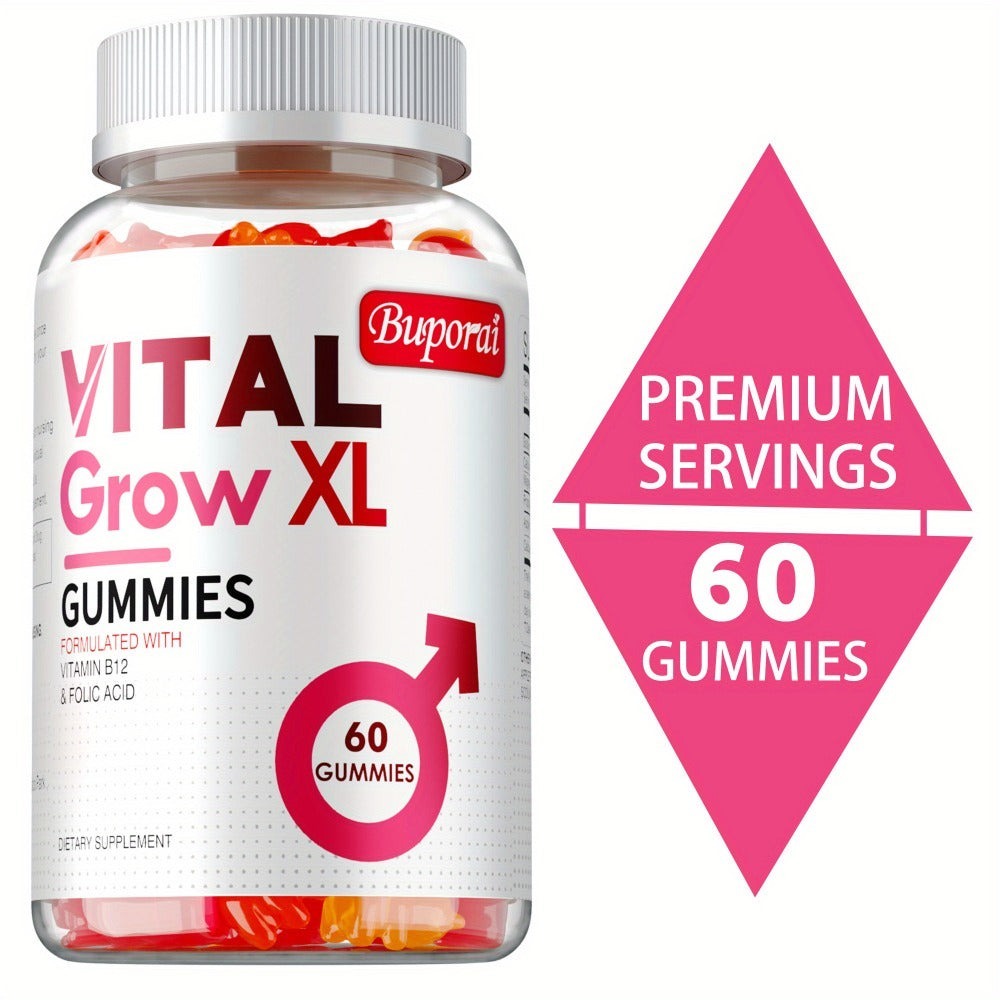 Dietary Supplement Gummies with Buporai Label, Apple Cider Vinegar, Mineral Blend and 60 Count