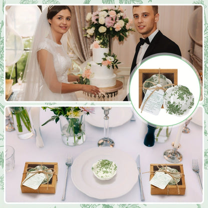 Wedding Favors for Guests 80 Pack Small Ceramic Bowls Bulk Set | 3.3 Inch Green Verdure Mini Dipping Bowl Sauce Dish with Cards & Box