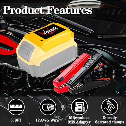 Jumper Cable Clamps Compatible with Ryobi 18V & Dewalt Battery | 5.9ft 12AWG Portable Jump Starter Booster Cables Automotive Battery Jumper