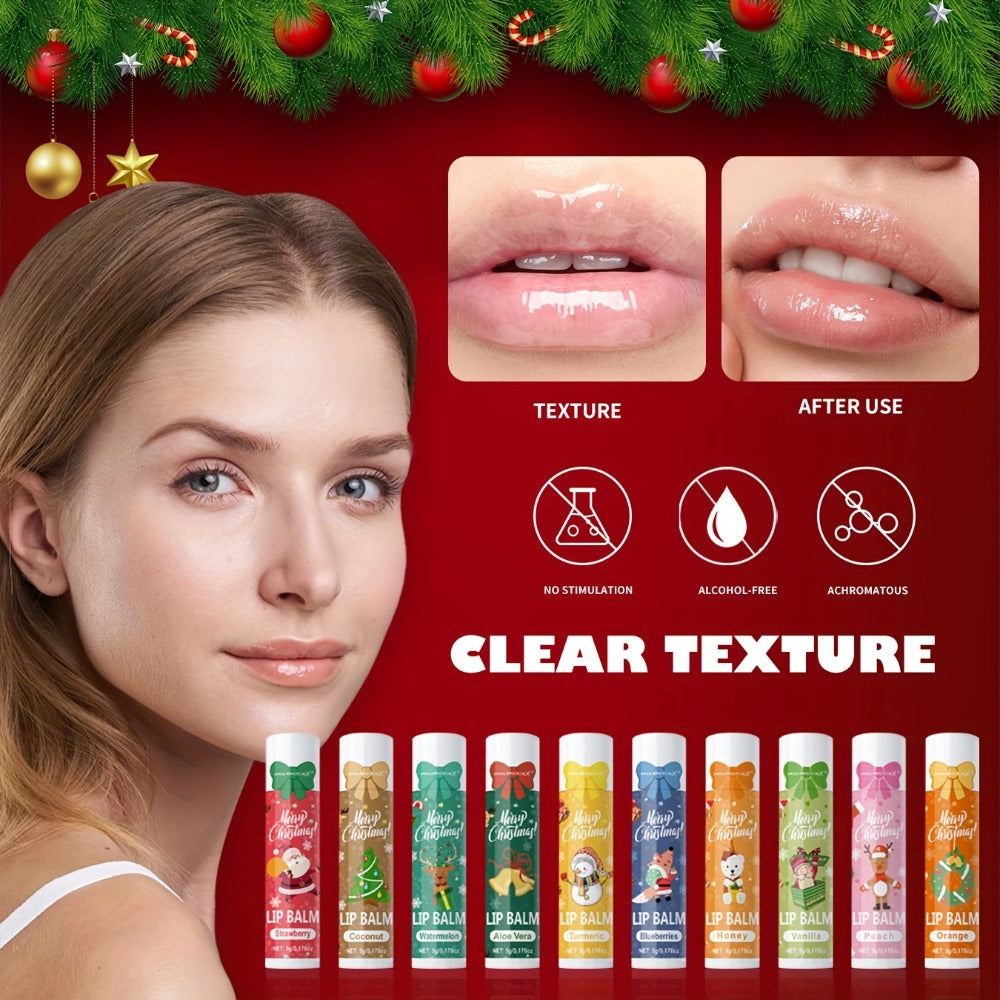Moisturizing Lip Balm Set 10-Pack with Vitamin E – MISS FACTORX Natural Look Lipstick Collection for Women, Hydrating & Nourishing