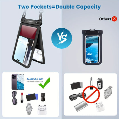 RYNAPC 2-Pack Phone Pouch with Lanyard IPX8 Dry Bag for iPhone 16 15 14 Pro Max 6.7 Inch for Camping, Travel and Outdoor Use
