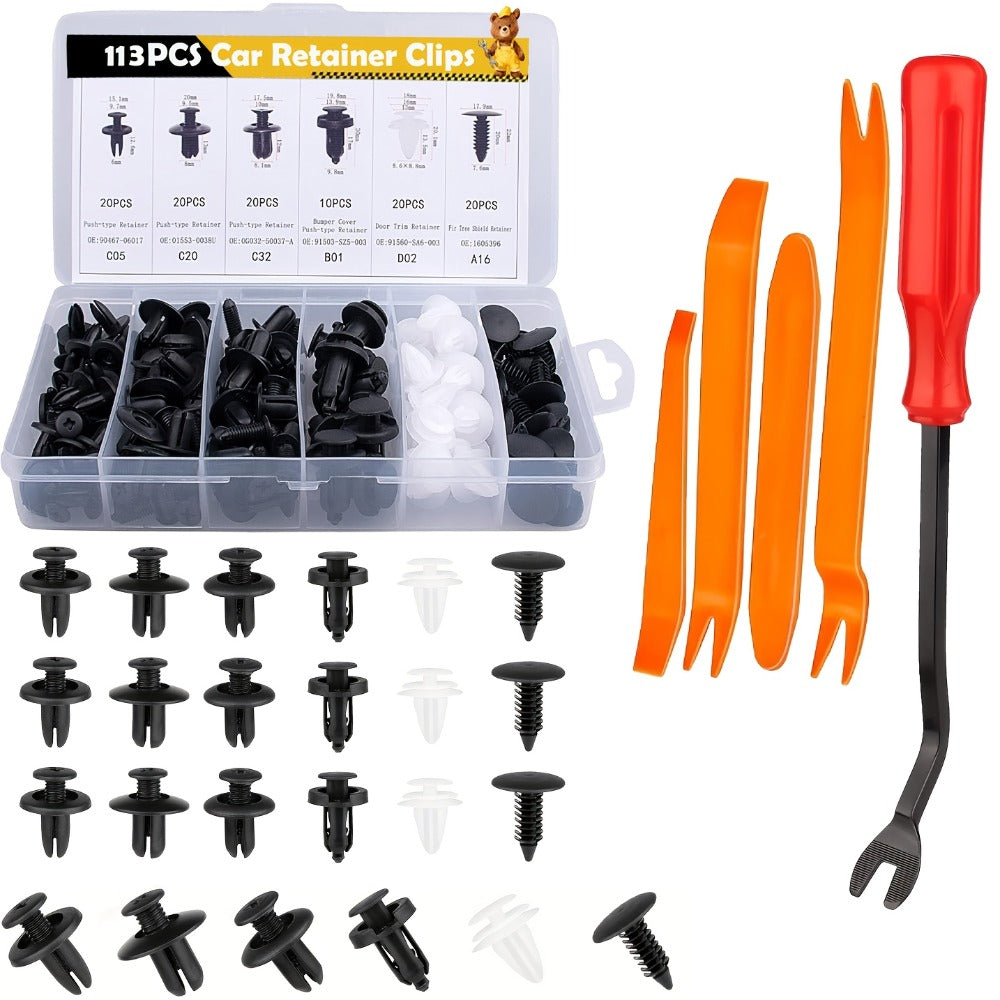Car Retainer Clips Push Fasteners Kit Bumper Plastic Rivets Assortment for Auto Interior Exterior Trim Panel Body Clips – 113 to 928 Pcs