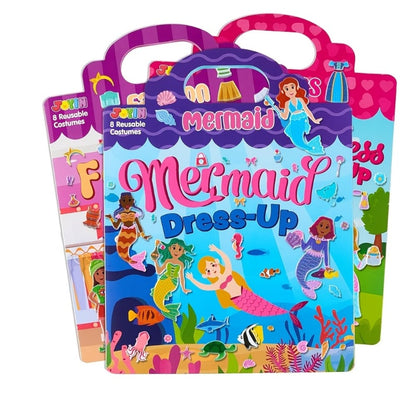 Reusable Sticker Books for Toddlers Girls 3 Pack, 3D Foam Sticker Activity Books Mermaid Princess Fashion Themes