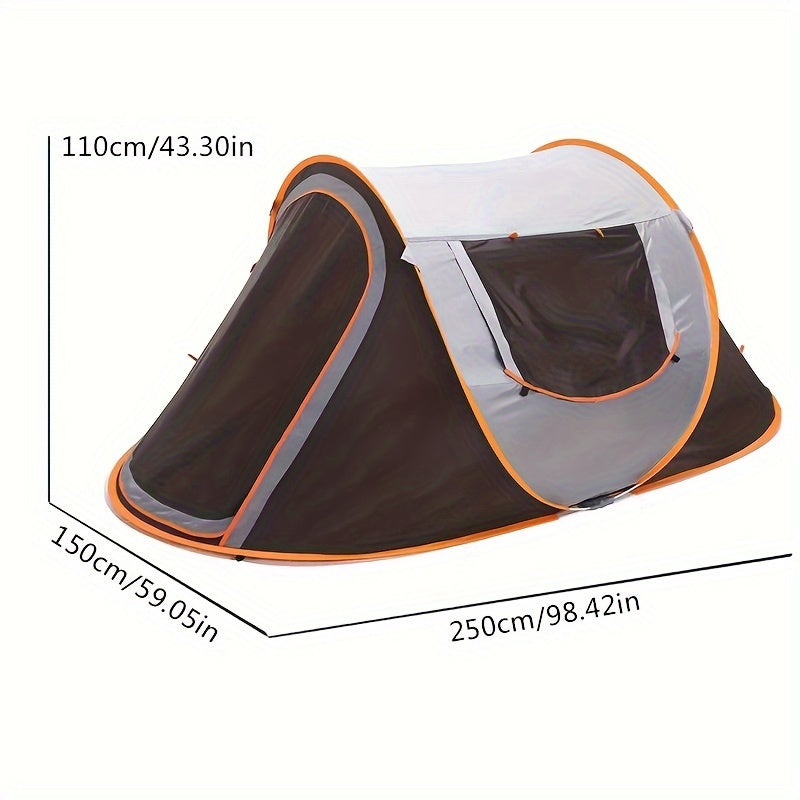 Camping Tent 4-Person Pop-Up with PU 2000mm Fabrics, 4.5mm Fiberglass Rods and Anchoring Kit