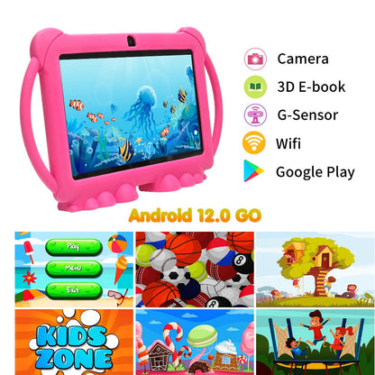Tibuta 7 Inch Android 12 Kids Tablet, 32GB ROM, 4GB RAM, 2.4G WiFi, GMS, Eye Protection Display, Parental Control