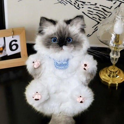 Fluffy Pipe Cleaner Cat Charm Craft Kit for Orange and Gray Pendants with Two-Piece Material Set