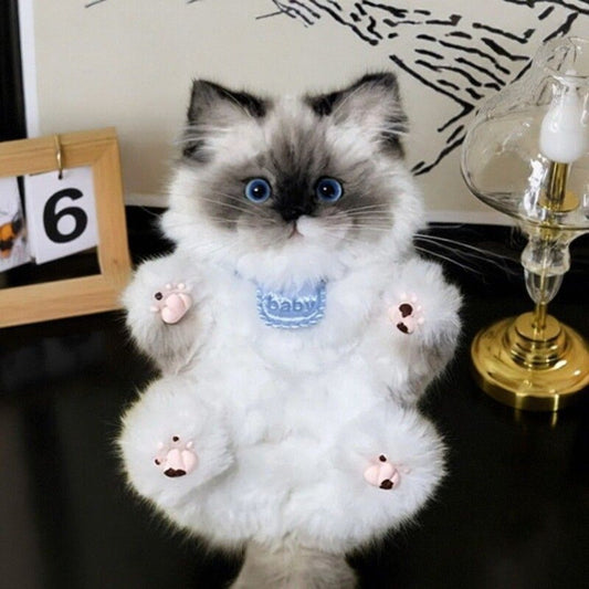 Fluffy Pipe Cleaner Cat Charm Craft Kit for Orange and Gray Pendants with Two-Piece Material Set