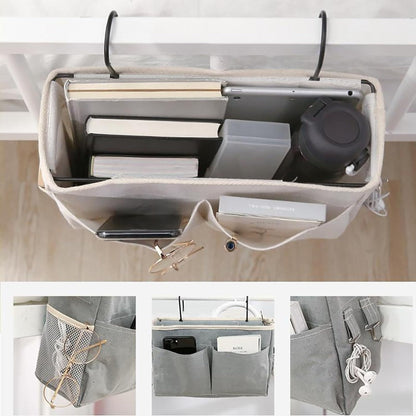 Bedside Hanging Organizer 2Pack Bed Rail Storage Bag - Bunk Bed Dorm Hospital Caddy for Books for Entryways, Bedrooms and Living Spaces