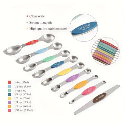 Stackable Measuring Cup and Spoon Sets with 8-, 9- or 17-Piece Black and Colorful Checkout Options