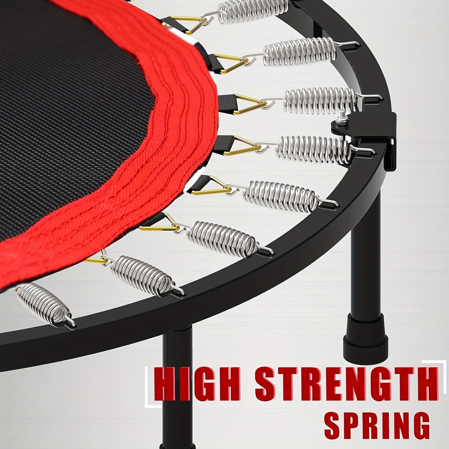 Foldable Mini Trampoline 40 Inch – Fitness Rebounder with Bungee Cords & U-Shape Foam Handle, 450 / 550 LBS Capacity