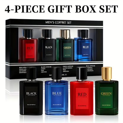 EDT Cologne Gift Set for Men 4 Piece Variety 4 Different Scents Long Lasting Fragrance Mini Bottles 0.85oz Each Travel Friendly Holiday