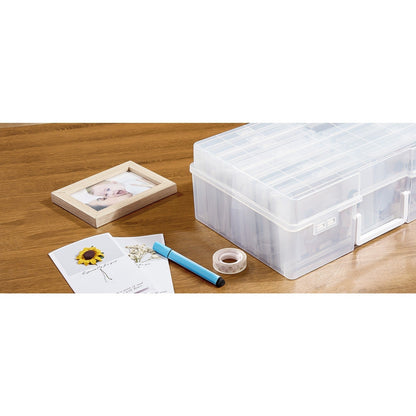 4x6 Photo Storage Box with 14 Inner Photo Keeper Cases Holds 1400 Photos Clear Plastic Photo Organizer with Lids Label Stickers BPA-Free