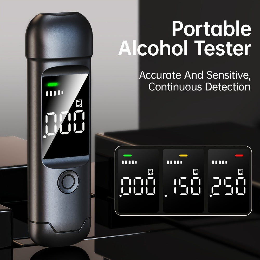 USB Rechargeable Breathalyzer with LCD Display, Portable Personal Alcohol Tester, 200mAh Battery