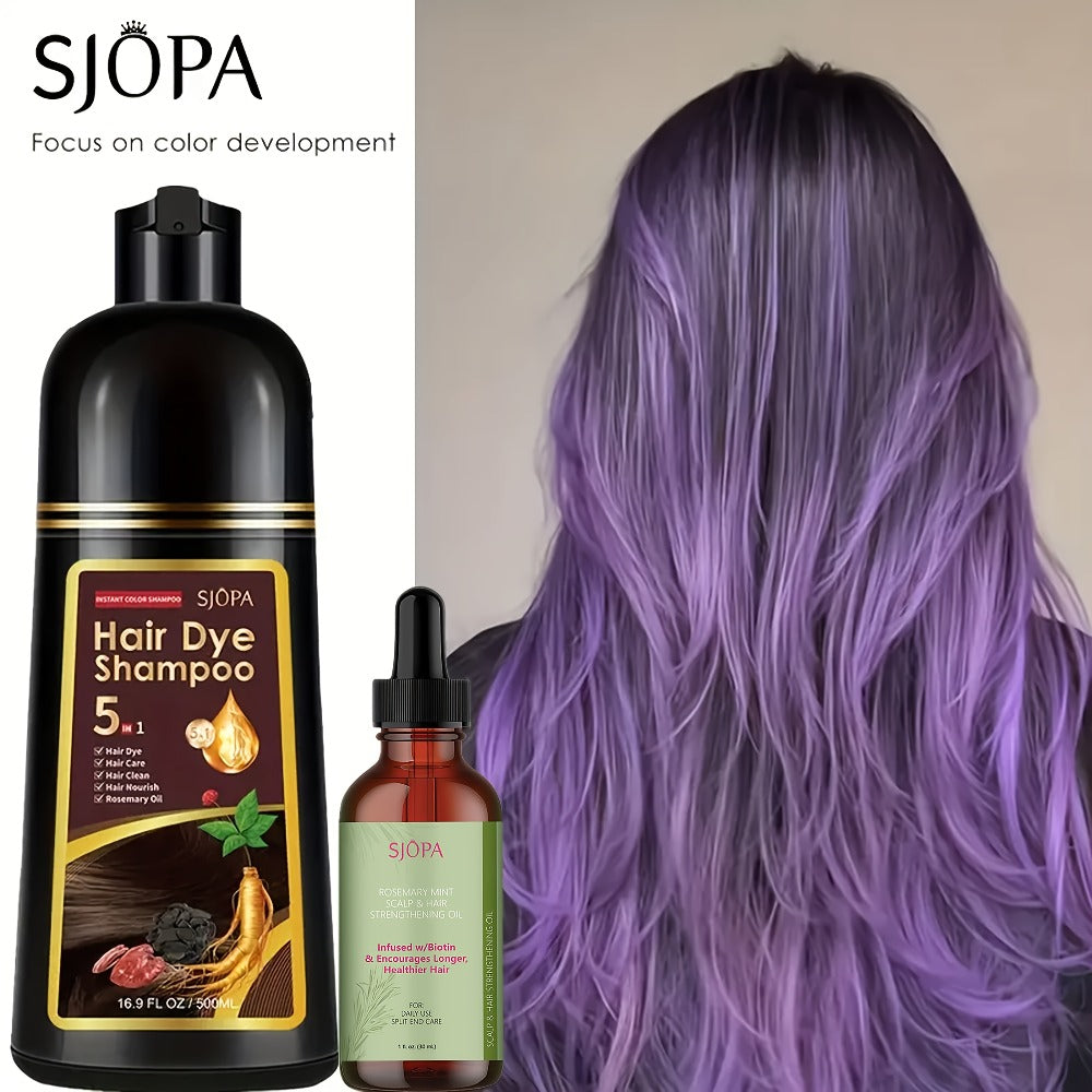 Hair Color Shampoo, SJOPA 5-in-1 16.9oz Bottle-and-Dropper Presentation with 12 Color Options