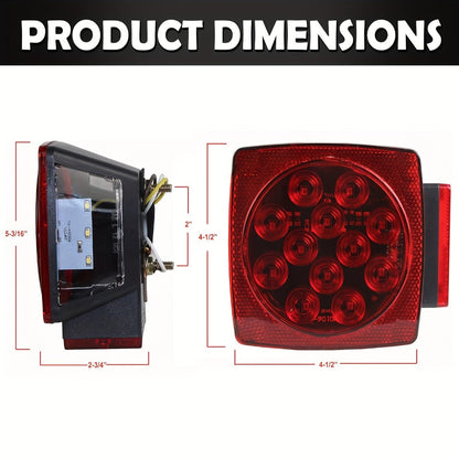 Trailer LED Light Kit 12V – Stop Turn Tail Brake License Plate & Side Marker Lights with Connectors for Trailers Under 80"